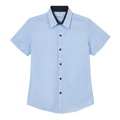 Рубашка школьная с коротким рукавом для мальчика Deloras С71738S голубая 1